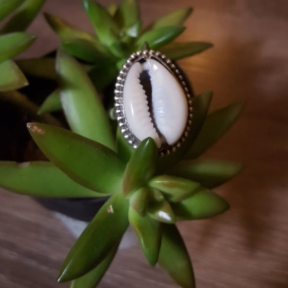 Handmade Jewelry - Artisan Made Cowry Shell Ring in Sterling Silver